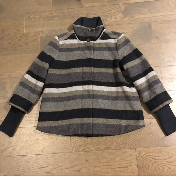 PrAna Women’s Wool Blend Lily Striped Jacket. Sz Medium Coal. Gently Worn - Picture 2 of 16